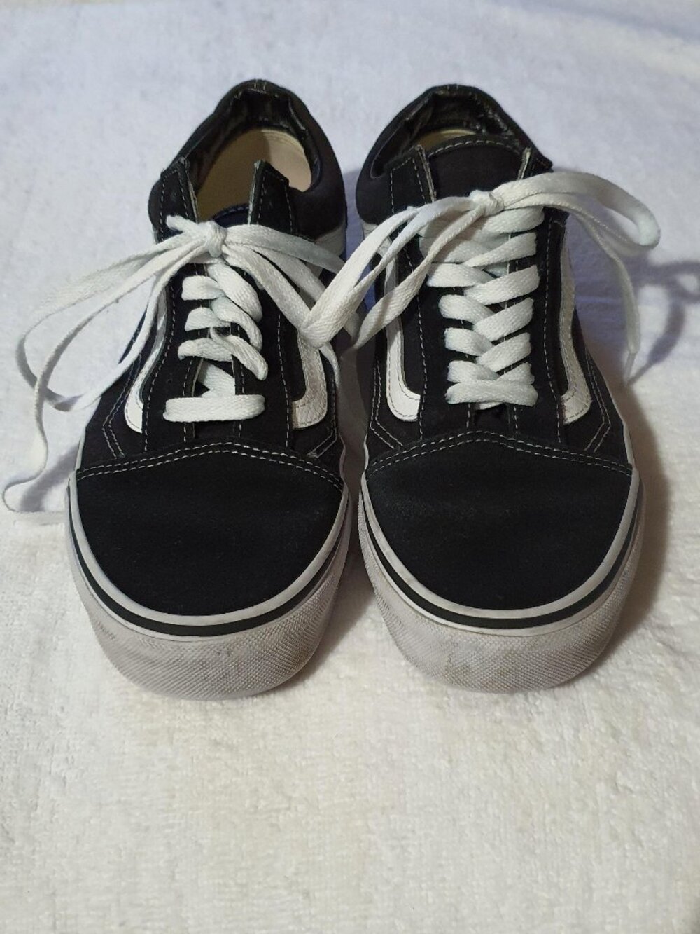Vans Old Skool Shoes Mens 7 Womens 8.5 Casual Sneakers Lace Up Low Top Black Van
